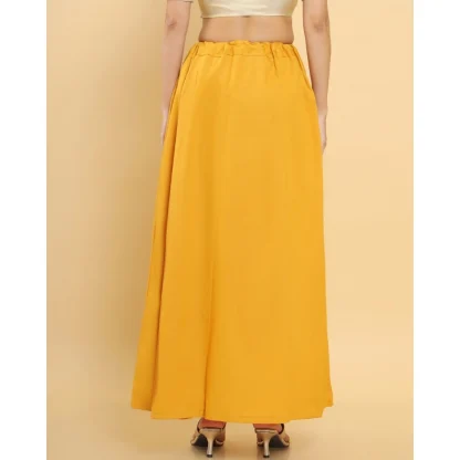 Women's Cotton Solid Free Size Petticoat (Yellow) - Image 4