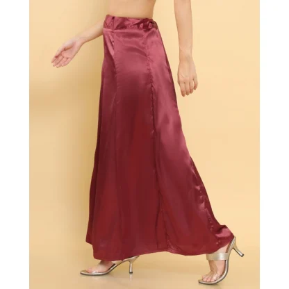 Women's Silk Solid Free Size Petticoat (Maroon) - Image 3