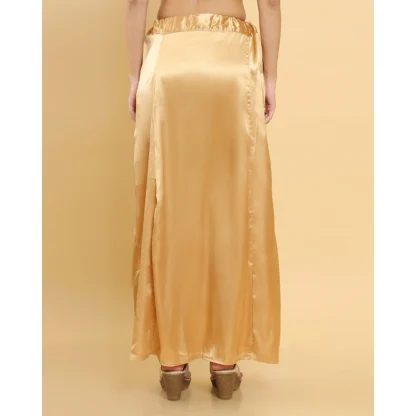 Women's Silk Solid Free Size Petticoat (Gold) - Image 4