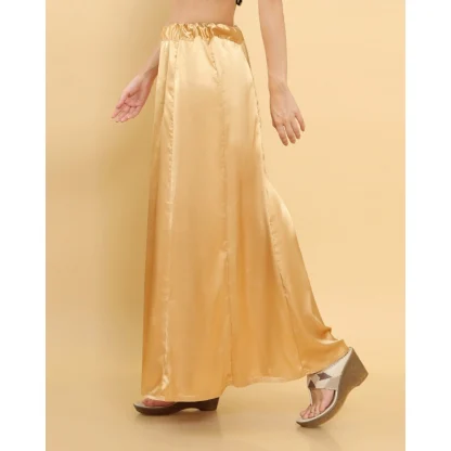 Women's Silk Solid Free Size Petticoat (Gold) - Image 2