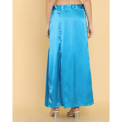 Women's Silk Solid Free Size Petticoat (Blue) - Image 2