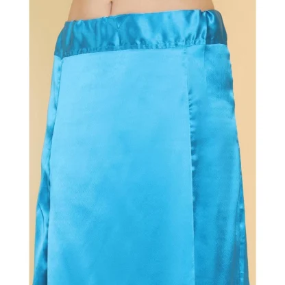 Women's Silk Solid Free Size Petticoat (Blue) - Image 4