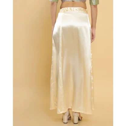 Women's Silk Solid Free Size Petticoat (Cream) - Image 4