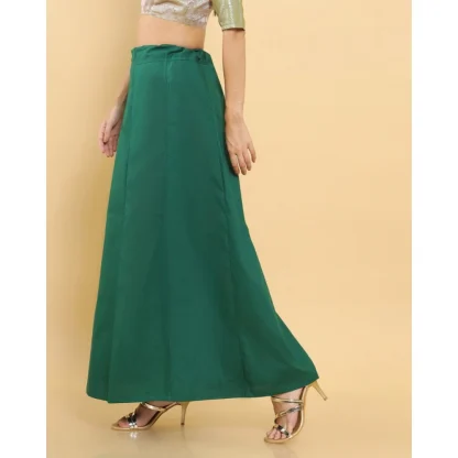 Women's Cotton Solid Free Size Petticoat (Green) - Image 3