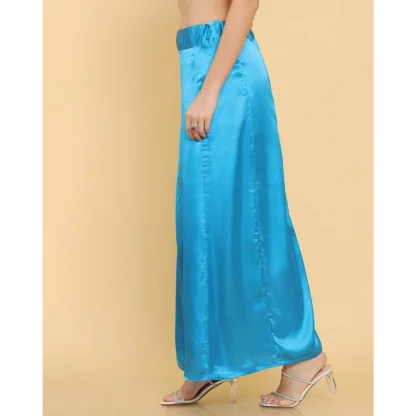 Women's Silk Solid Free Size Petticoat (Blue) - Image 3