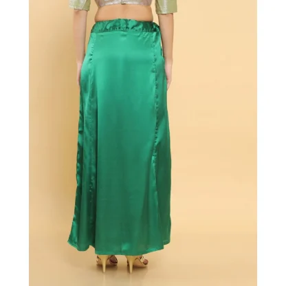 Women's Silk Solid Free Size Petticoat (Green) - Image 4