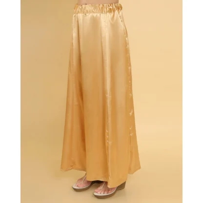 Women's Silk Solid Free Size Petticoat (Gold) - Image 3