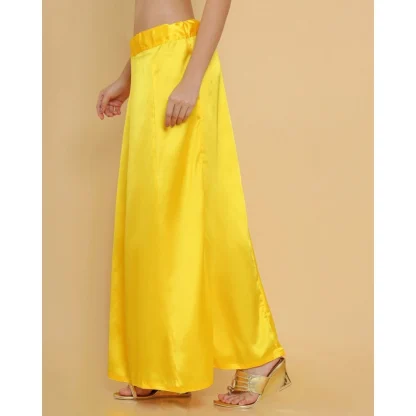 Women's Silk Solid Free Size Petticoat (Yellow) - Image 3