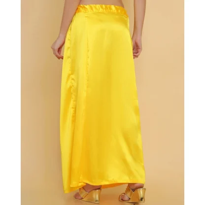 Women's Silk Solid Free Size Petticoat (Yellow) - Image 4