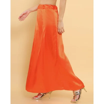 Women's Silk Solid Free Size Petticoat (Orange) - Image 3