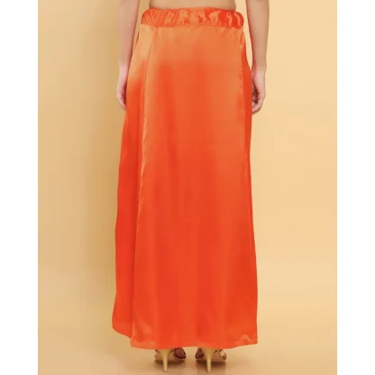 Women's Silk Solid Free Size Petticoat (Orange) - Image 4