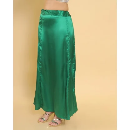 Women's Silk Solid Free Size Petticoat (Green) - Image 3