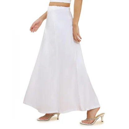 Women's Cotton Solid Free Size Petticoat (White) - Image 3