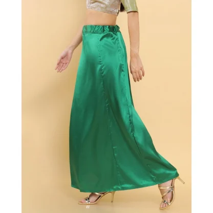 Women's Silk Solid Free Size Petticoat (Green) - Image 2