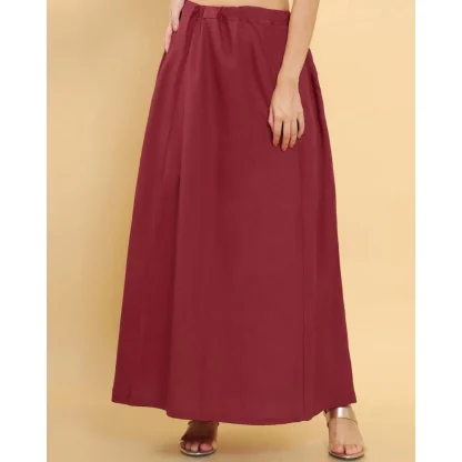 Women's Cotton Solid Free Size Petticoat (Maroon) - Image 2