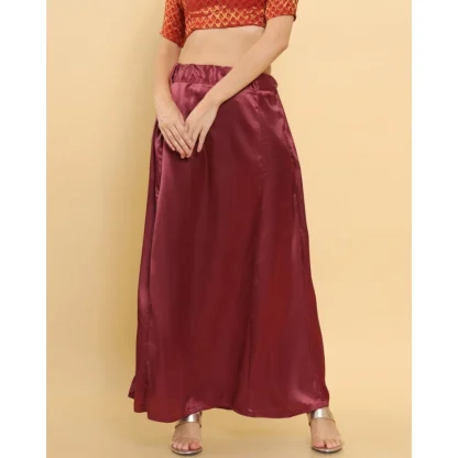 Women's Silk Solid Free Size Petticoat (Maroon) - Image 2