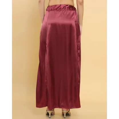 Women's Silk Solid Free Size Petticoat (Maroon) - Image 4