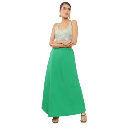 Women's Cotton Solid Free Size Petticoat (Green)