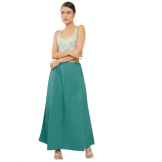 Women's Cotton Solid Free Size Petticoat (Green)