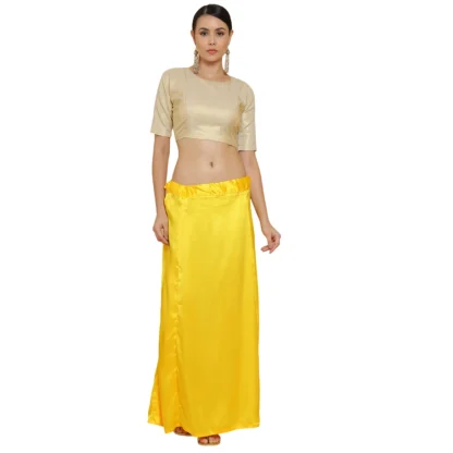 Women's Silk Solid Free Size Petticoat (Yellow)