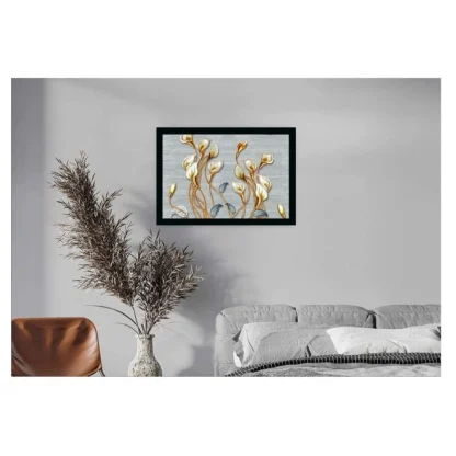 Flower Painting Vinyl Sparkle Coated with Synthetic Photo Frame (Multicolor) - Image 2