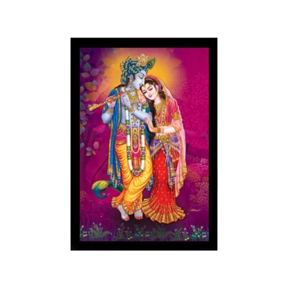 Radha Krishna Painting with Synthetic Photo Frame (Multicolor)