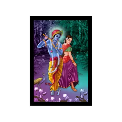 Radha Krishna Painting with Synthetic Photo Frame (Multicolor)