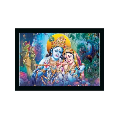 Radha Krishna Painting with Synthetic Photo Frame (Multicolor)