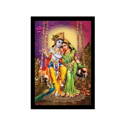 Radha Krishna Painting with Synthetic Photo Frame (Multicolor)