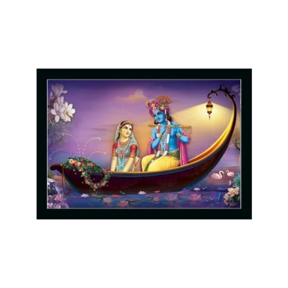 Radha Krishna Painting with Synthetic Photo Frame (Multicolor)