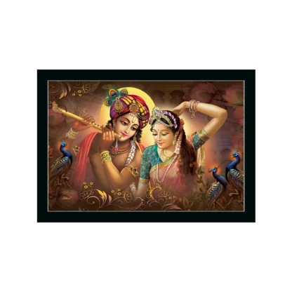 Radha Krishna Painting with Synthetic Photo Frame (Multicolor)