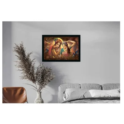 Radha Krishna Painting with Synthetic Photo Frame (Multicolor) - Image 2