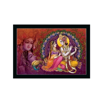 Radha Krishna Painting with Synthetic Photo Frame (Multicolor)