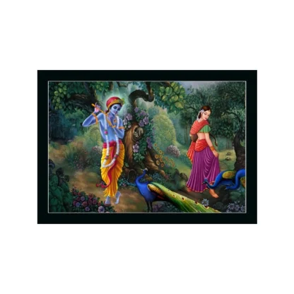 Radha Krishna Painting with Synthetic Photo Frame (Multicolor)