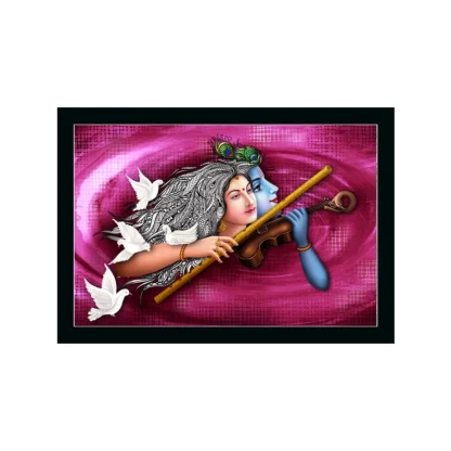 Radha Krishna Painting with Synthetic Photo Frame (Multicolor)