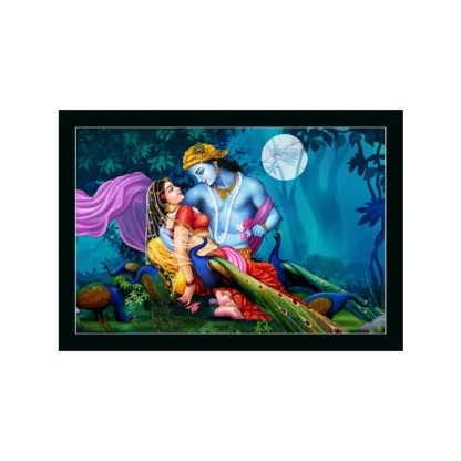 Radha Krishna Painting with Synthetic Photo Frame (Multicolor)