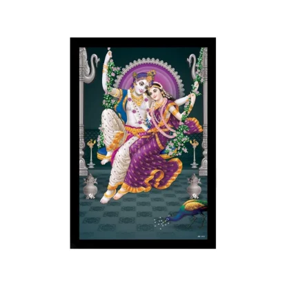 Radha Krishna Painting with Synthetic Photo Frame (Multicolor)