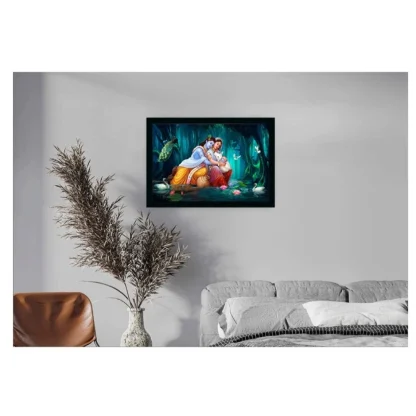 Beautiful Radha Krishna Vinyl Sparkle Coated with Synthetic Photo Frame (Multicolor) - Image 2