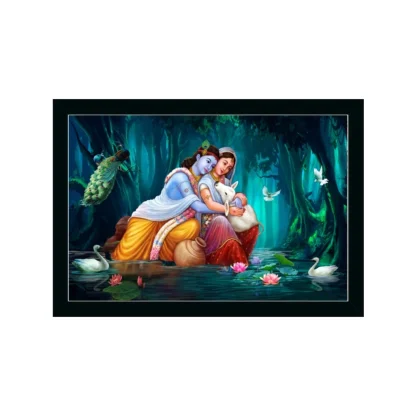 Beautiful Radha Krishna Vinyl Sparkle Coated with Synthetic Photo Frame (Multicolor)