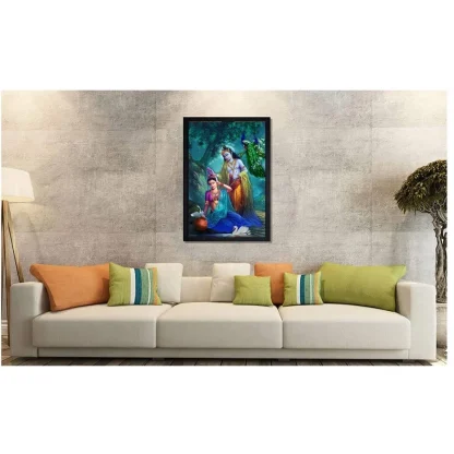 Radha Krishna Painting with Synthetic Photo Frame (Multicolor) - Image 2