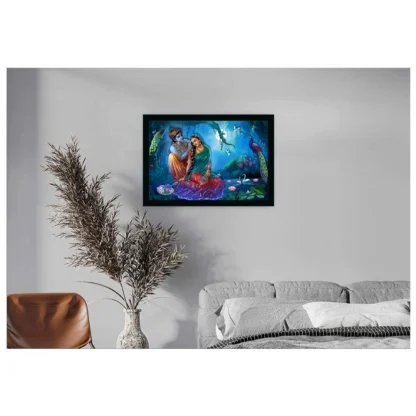 Radha Krishna Painting with Synthetic Photo Frame (Multicolor) - Image 2