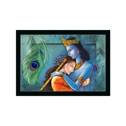 Radha Krishna Painting with Synthetic Photo Frame (Multicolor)