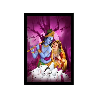 Radha Krishna Painting with Synthetic Photo Frame (Multicolor)