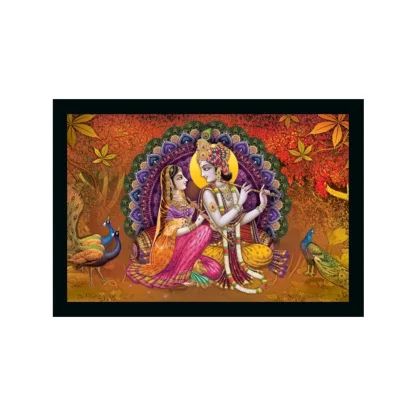 Radha Krishna Painting with Synthetic Photo Frame (Multicolor)