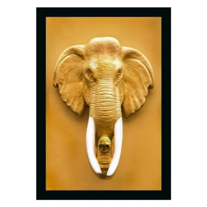 Elephant Painting Vinyl Sparkle Coated with Synthetic Photo Frame (Multicolor)