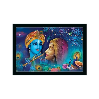 Radha Krishna Painting with Synthetic Photo Frame (Multicolor)