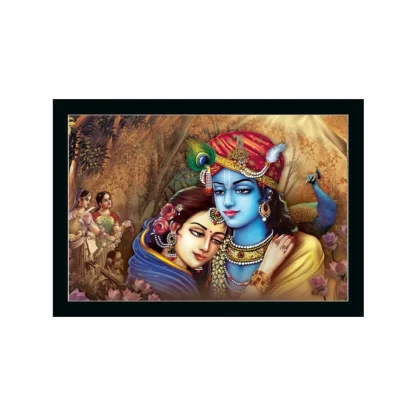 Radha Krishna Painting with Synthetic Photo Frame (Multicolor)