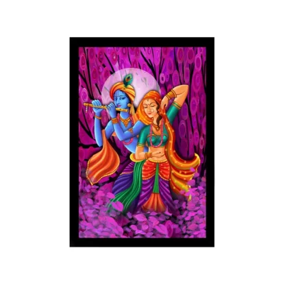 Radha Krishna Painting with Synthetic Photo Frame (Multicolor)