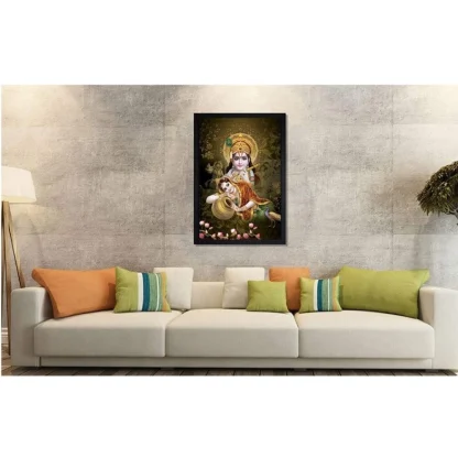 Radha Krishna Painting with Synthetic Photo Frame (Multicolor) - Image 2