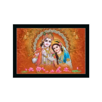 Radha Krishna Painting with Synthetic Photo Frame (Multicolor)